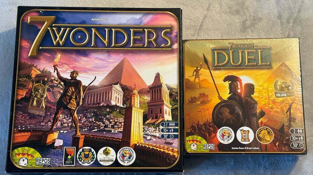 Lot Of 7 Wonders Board Game Used & Duel New Sealed NIB NIP Bruno Cathala Awards